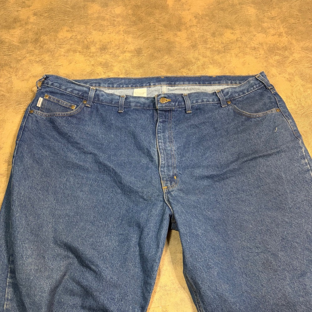 Carhartt Jeans Mens 52x30 Blue B17 DST Relaxed Fit Straight Leg Denim Workwear